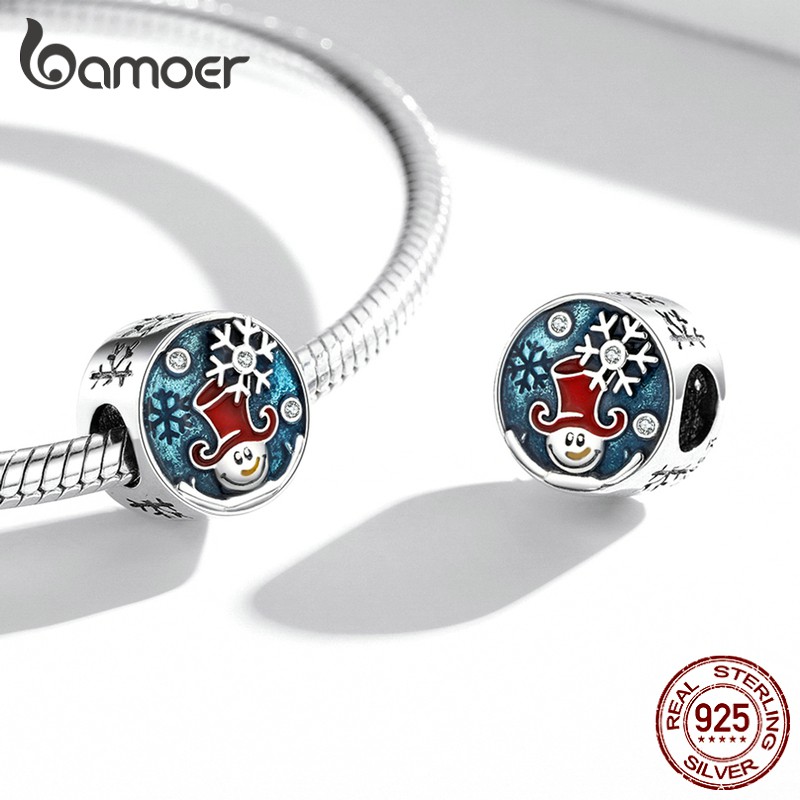 Hạt charm BAMOER Scc2035 bạc 925 hình giáng sinh thích hợp cho trang sức thủ công (Có bán lẻ)