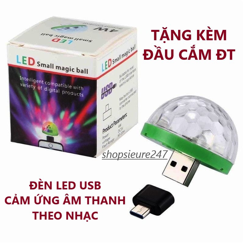 ĐÈN LED USB CẢM ỨNG THEO NHẠC TẶNG KÈM ĐẦU CẮM ĐIỆN THOẠI