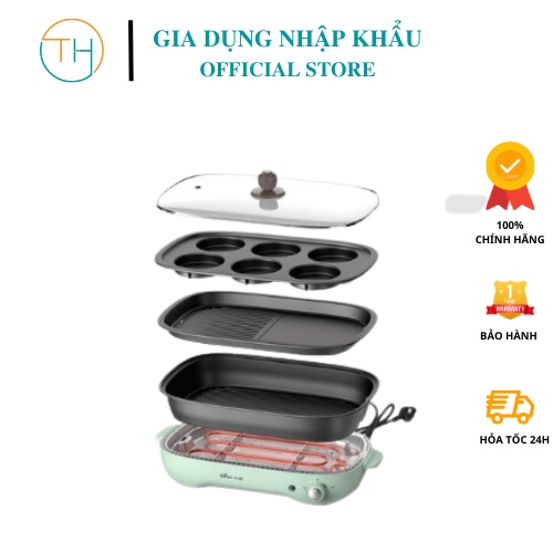 Nồi Lẩu Nướng 3 khay cao cấp . Bếp lẩu Bear khay rời. Chính hãng BH 18 tháng, 1 đổi 1 trong 30 ngày