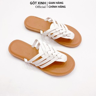 Dép xỏ ngón nữ gót xinh gx341 đế bệt da mờ