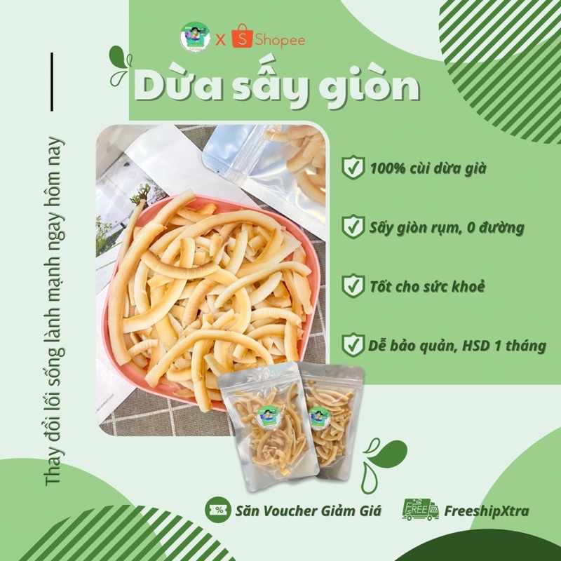 Dừa Sấy Giòn - For Keto/Das/Lowcarb/Healthy