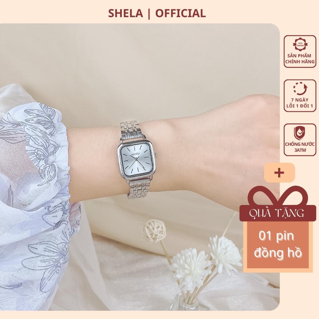Đồng hồ nữ mặt vuông nhỏ dây kim loại giá rẻ chống nước phong cách Hàn Quốc chính hãng NAIDU ND01