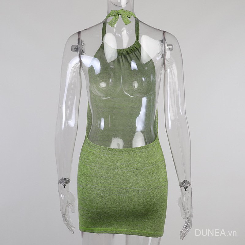 DUNEA Đầm Mini Cổ Yếm Không Tay Hở Lưng Gợi Cảm Thời Trang Mùa Hè 2021 Thích Hợp Để Mặc Đi Hộp Đêm