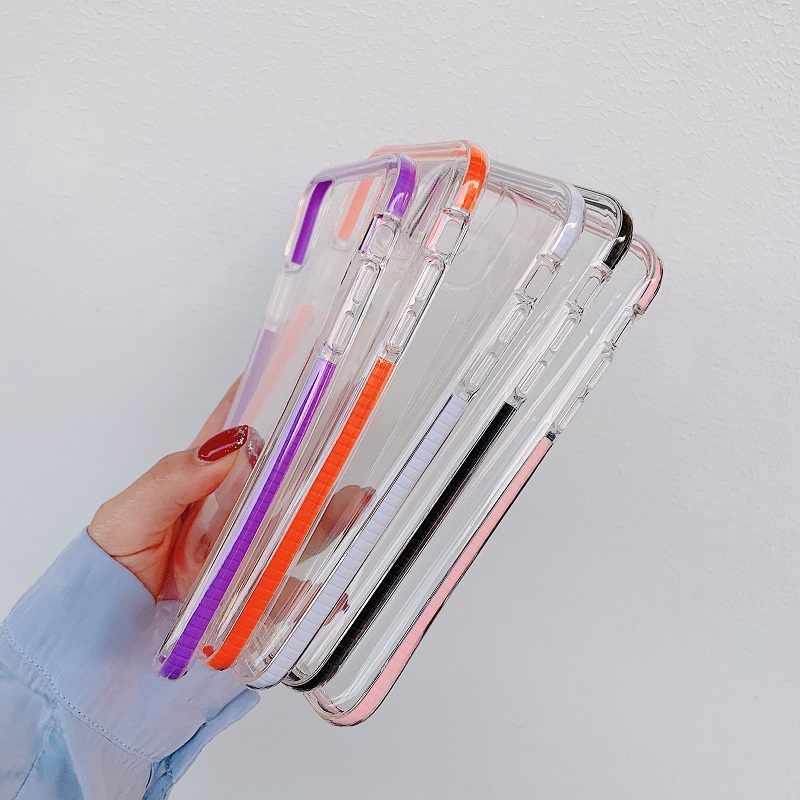 Ốp lưng điện thoại in hoạt hình 5 Colors Two-Color Transparent Anti-Fall cho Compatible for iPhone 11 Pro X XR XS Max 6 6S 7 8 Plus