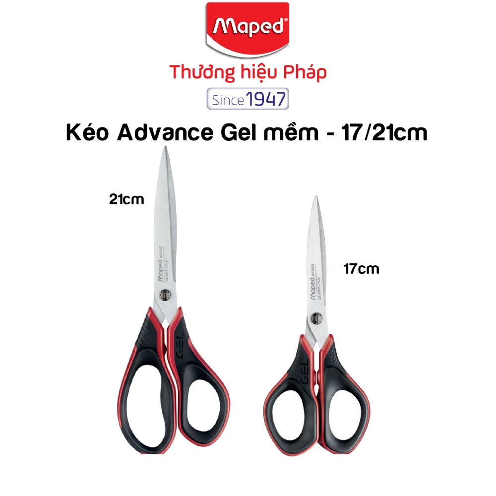 MAPED - Kéo Advanced 17/21cm - Tay cầm bọc cao su mềm - 1 cái [Chính hãng]