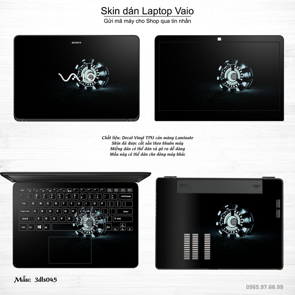 Skin dán Laptop Sony Vaio in hình 3D họa tiết (inbox mã máy cho Shop)