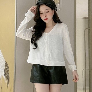 áo khoác cadigan mỏng cổ tim phối cúc