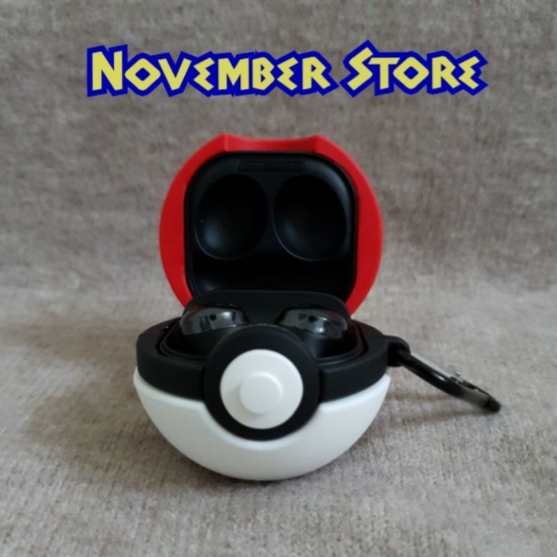 Ốp case Galaxy Buds 2 / Buds Pro / Buds Live hình Pokeball - Case Buds Pokeball - Tặng kèm móc treo