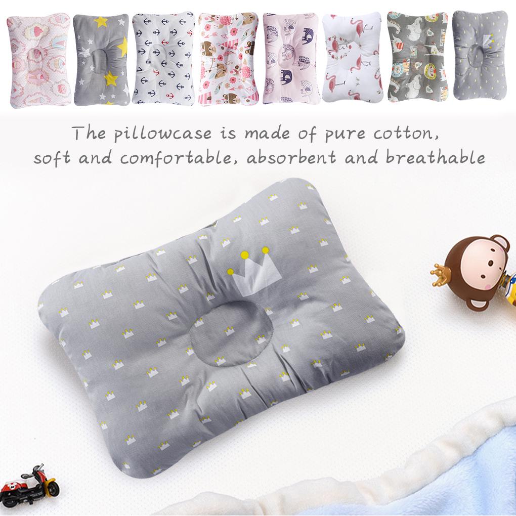 Gối Ngủ Cotton Phẳng Chống Bẹp Đầu In Họa Tiết Hoạt Hình Cho Bé Sơ Sinh