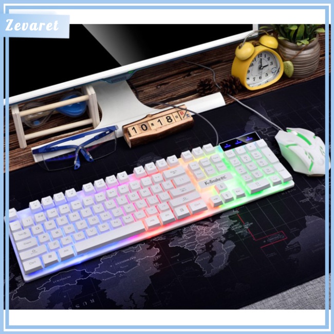 Bộ Bàn Phím Cơ Và Chuột Zevaret Có Dây Kết Nối USB Cho Máy Tính / Laptop