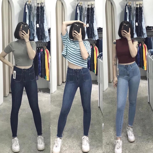 Skinny túi vuông tua lai