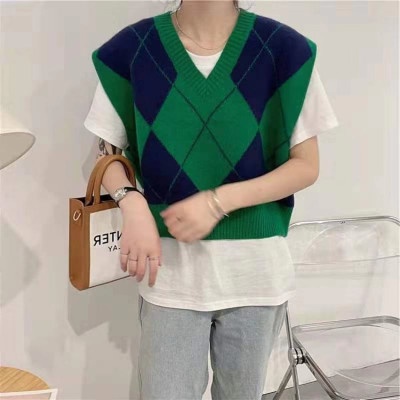 Áo khoác len cardigan không tay dáng rộng phong cách retro Hàn Quốc