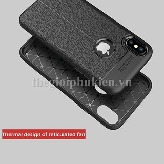 Ốp lưng iPhone X silicon giả da, chống sốc Auto Focus