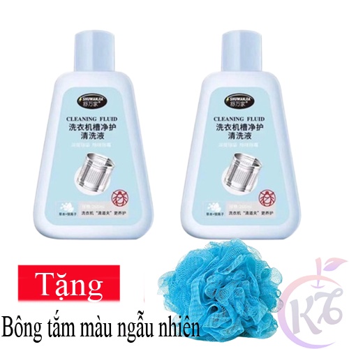 Combo 2 chai Nước tẩy lồng máy giặt Nhật Bản chai 260ml Tặng 1 bông tắm màu - Cleaning Fluid - vệ sinh máy giặt