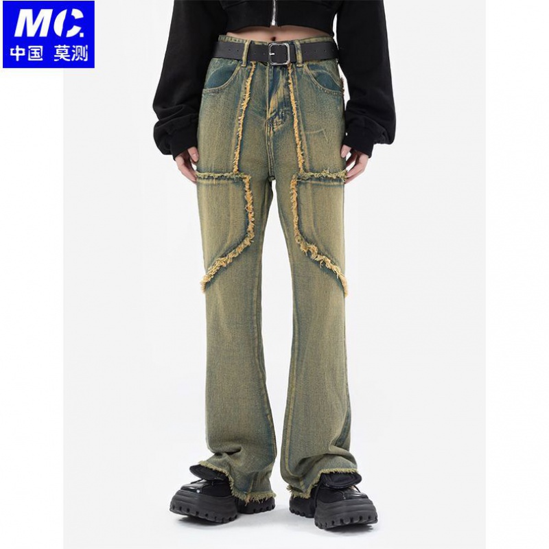 Quần Jean Ống Rộng Dáng Suông Phong Cách Retro Mỹ Plus Size Cho Nam Nữ