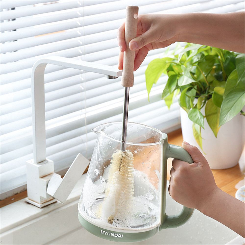 Cọ Vệ Sinh Bình Nước / Cà Phê / Các Loại Chai, Có Cán Bằng Gỗ Hình Tiện Dụng
