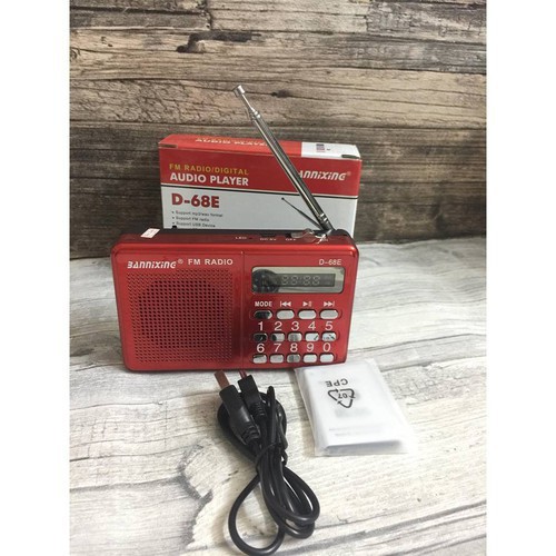 Đài FM Radio Bannixing D-68E kiêm máy nghe nhạc có cổng cắm USB và thẻ nhớ, tặng kèm pin 5C cùng dây sạc