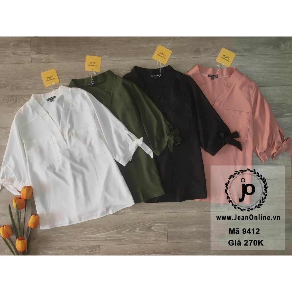 Bigsize Nữ - Sơ mi cổ V tay nơ (MS: 9412)