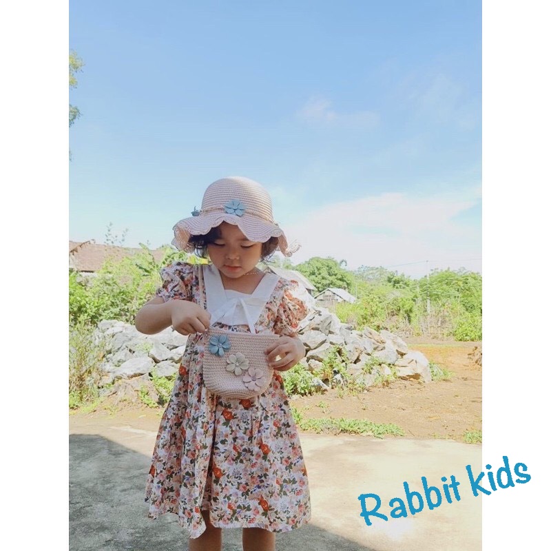 Đầm Công Chúa Hè Cho Bé Gái FREESHIP Tặng Kèm Turban - Rabbit Kids - Váy Trẻ Em Thiết Kế Dáng Xoè Cổ Thuyền