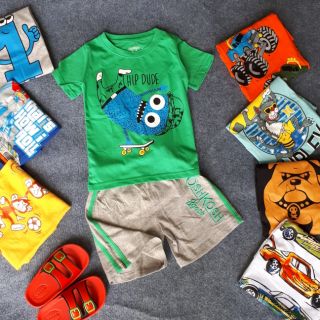 Combo 2 Bộ thun cotton Oshkosh bé trai xuất dư vnxk