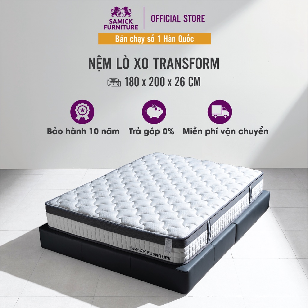 Nệm Lò Xo Samick Túi Độc Lập Hút Chân Không Transform cuar Hàn Quốc 180x200x26cm - Nệm êm và thoáng mát