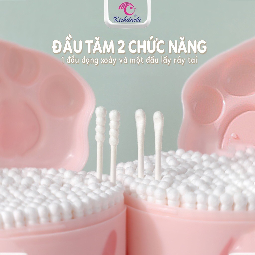 Tăm bông sơ sinh hình lợn kichilachi , bông ngoáy tai cho bé sơ sinh thân giấy