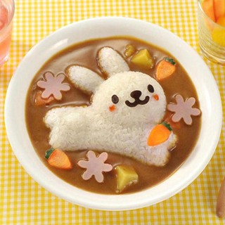 [ Giá Hấp Dẫn ] HÀNG XUẤT NHẬT Combo 4 khuôn ép cơm bento hình thú cá heo, hoa, thỏ cho bé ăn dặm