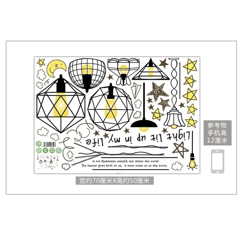 [Mã LIFEHLDEC giảm 10% đơn 99k] decal trang trí dán tường hình đèn_decal sẵn keo | BigBuy360 - bigbuy360.vn