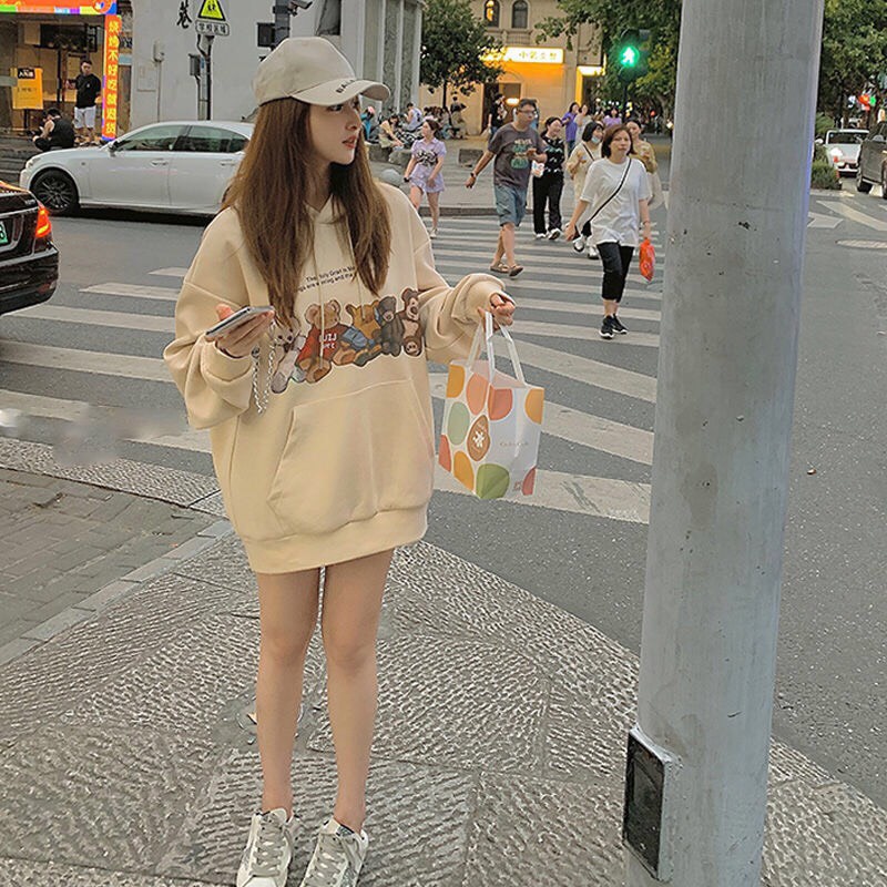 Áo Hoodie gấu form rộng nỉ bông dày dặn hottrend giới trẻ 00038