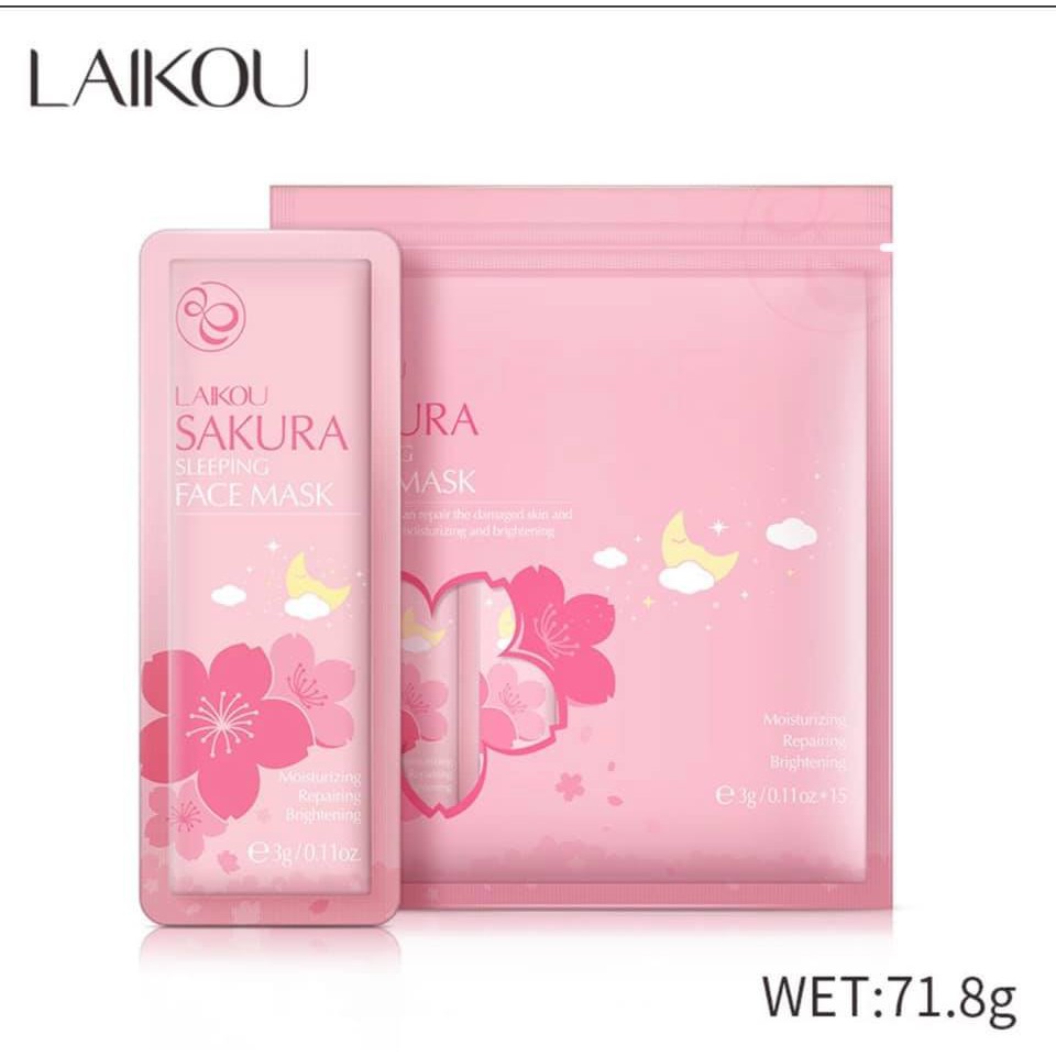 [ Gói lớn ]Mặt nạ ngủ Sakura Laikou trắng da cấp ẩm cấp nước - vibesvietnam