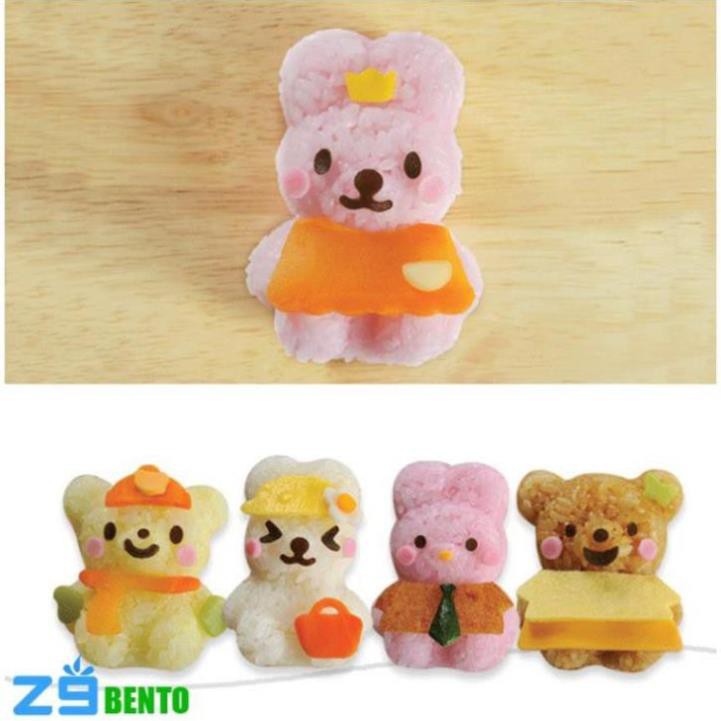 BỘ DỤNG CỤ ÉP CƠM GẤU THỎ KÈM TẤM CẮT TRANG TRÍ - Cao cấp