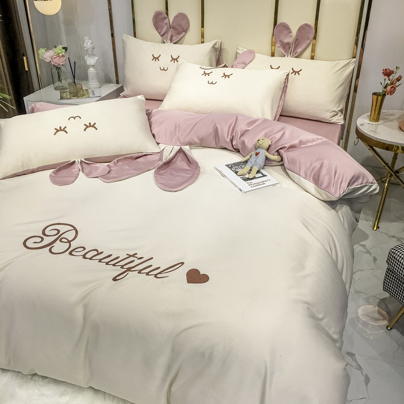 New summer ice silk sheet quilt cover cartoon washed silk four piece set lovely children's three piece set bedding | BigBuy360 - bigbuy360.vn