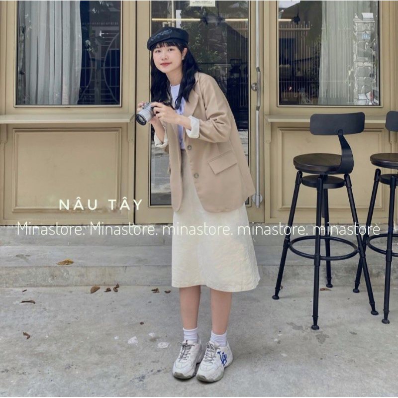 (Sẵn/ảnh thật/có video) Áo Blazer 2 lớp trơn Ulzzang phong cách Hàn Quốc
