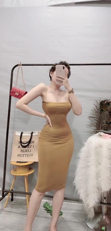 Đầm body 2 dây sợi bún