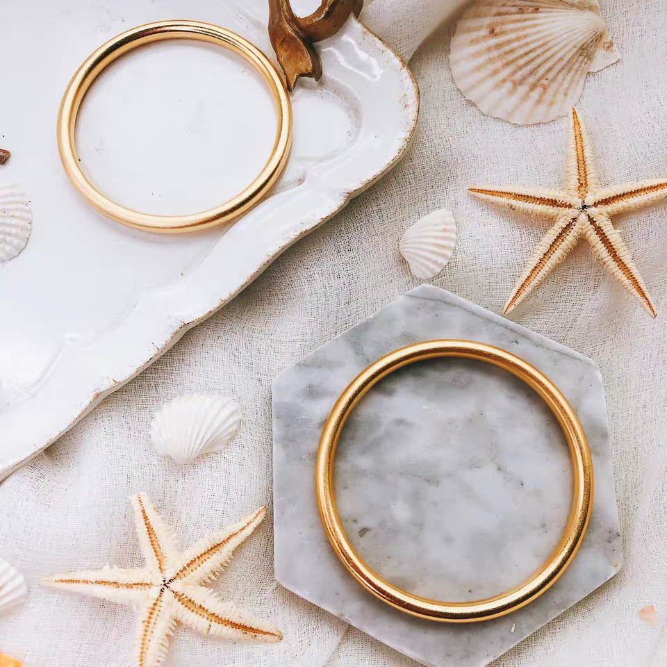 Vòng Đeo Tay Bằng Thép Titan Không Phai Màu Vàng Đồng Truyền Thống Phong Cách Hàn Quốc Nhật Bản Đơn Giản xiaohongshu Khuyến Nghị tik tok