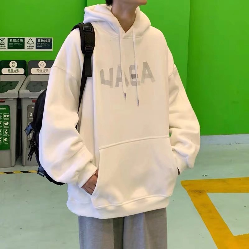 Áo khoác hoodie dáng rộng in chữ trẻ trung thời trang cho nam