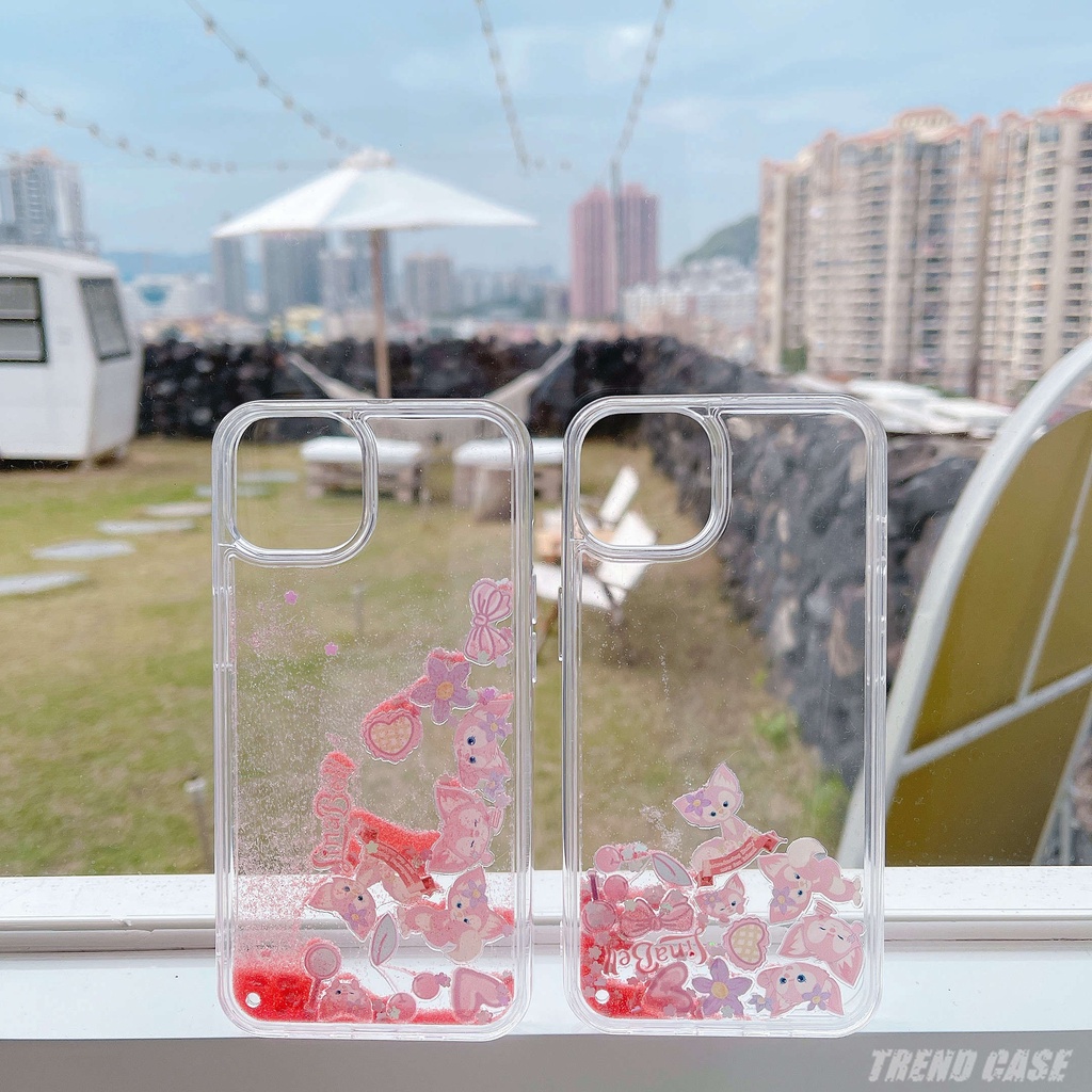 Ốp Điện Thoại TPU + PC Họa Tiết Hoạt Hình Phối Kim Tuyến Nước Cho iPhone 13 12 11 Pro MAX XS MAX XR X 7 8 plus