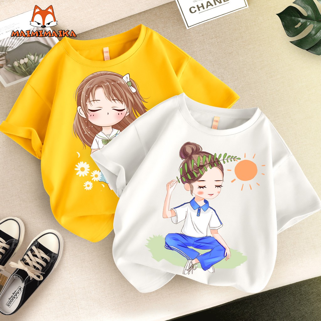 Áo Cộc Tay Cho Bé Gái Hình ChiBi Anh Store