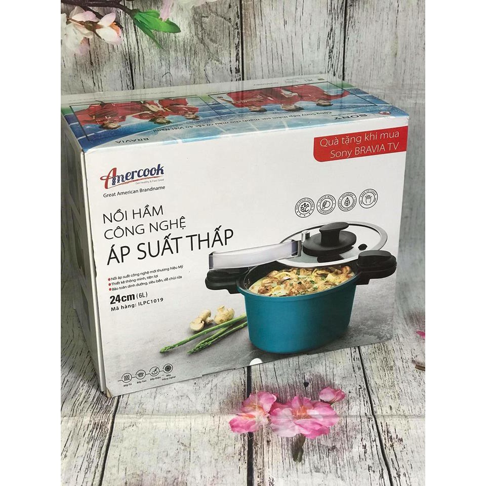 NỒI ÁP SUẤT ĐUN BẾP TỪ AMERCOOK - 6L - 24 CM - MẶT CHỐNG DÍNH ĐÁ