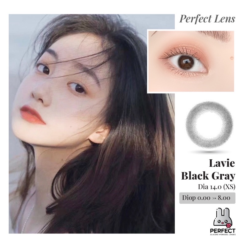 Lens Mắt , Kính Áp Tròng LAVIE BLACK GRAY Có Độ Cận và Không Độ , DIA 14.0 , Cho Nhạy Cảm Giá Sale