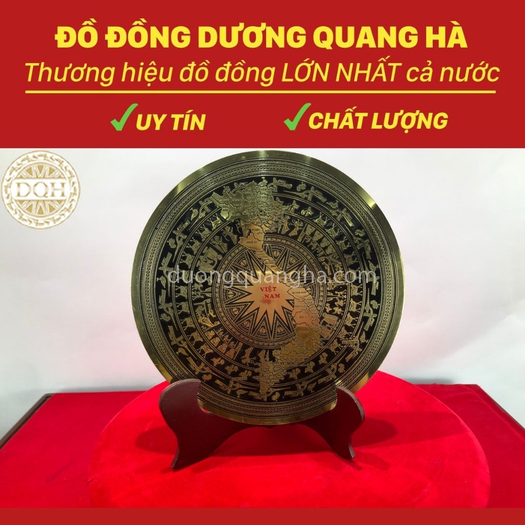Mặt Trống Đồng B.ản Đồ Việt Nam Đường Kính 20 Chất Liệu Đồng Vàng