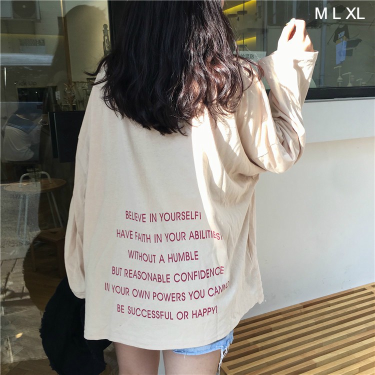 Áo Thun Tay Dài Unisex Believe mặt trước trơn Thu Đông | BigBuy360 - bigbuy360.vn