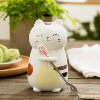 Ly Sứ Có Nắp Mèo Con Dễ Thương