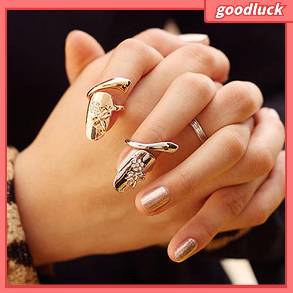 1 nhẫn đeo móng tay bằng hợp kim đính đá lấp lánh