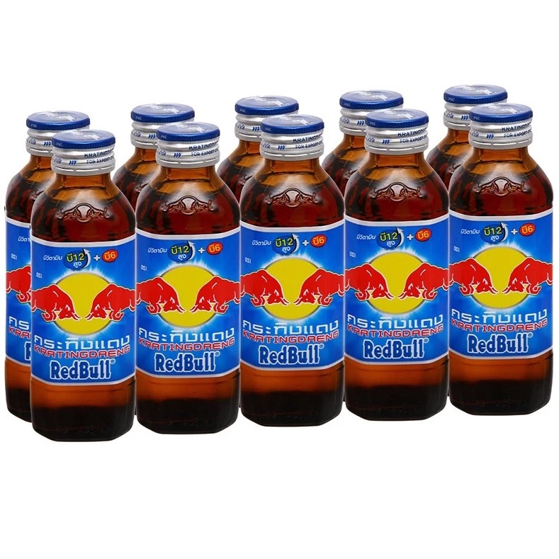 Lốc 10 chai nước tăng lực bò húc Redbull Thái Lan 150ml