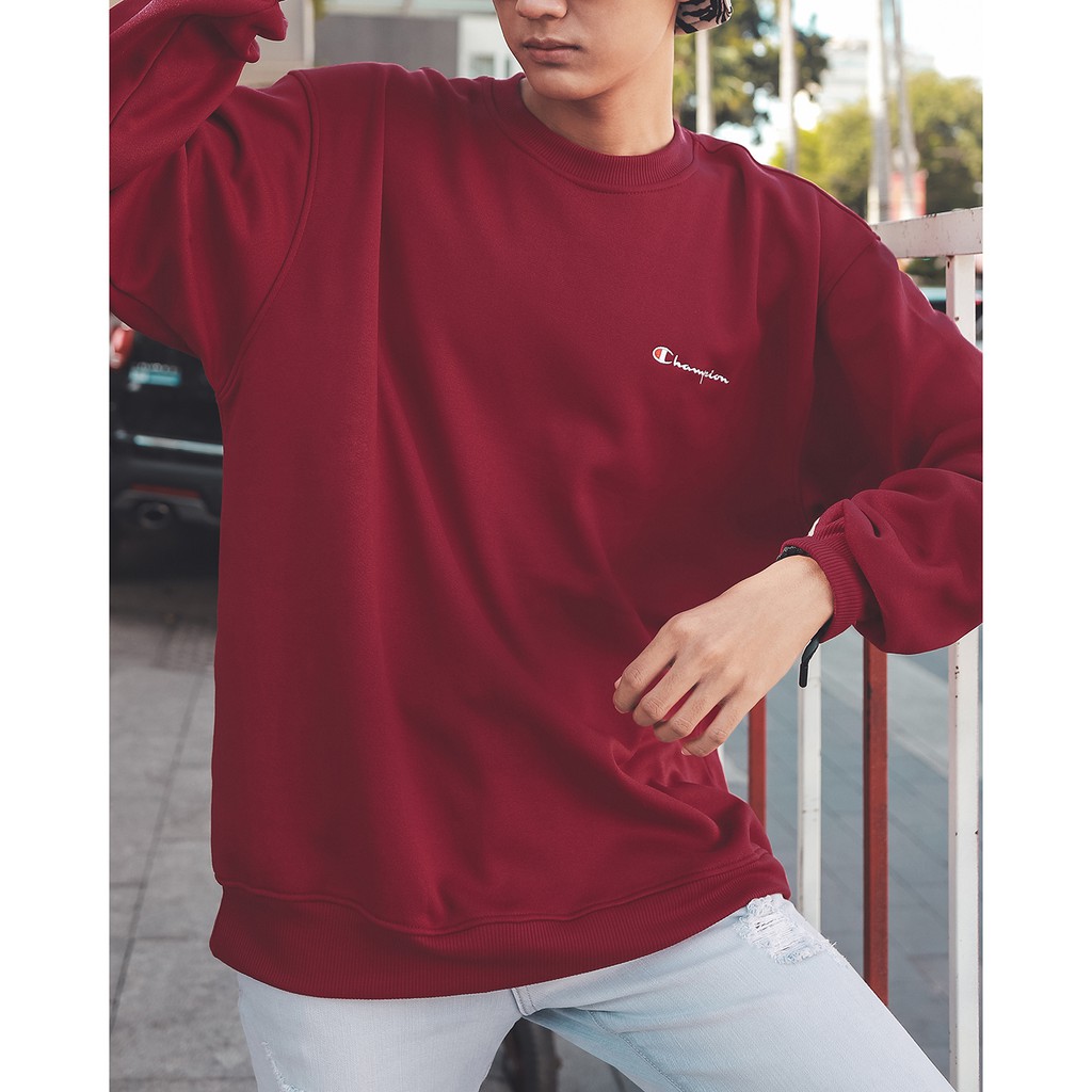 Áo Tay Dài Sweater Champion Chữ Thêu Màu Đỏ | BigBuy360 - bigbuy360.vn