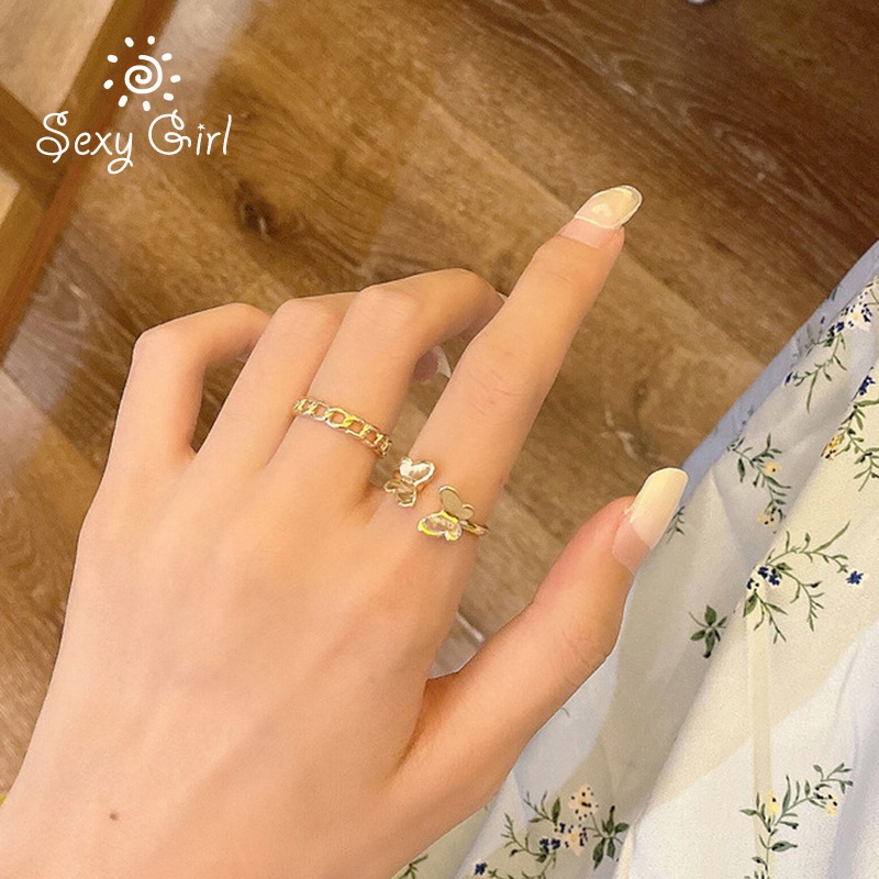 Bộ nhẫn đeo tay họa tiết bướm thời trang sành điệu cho nữ