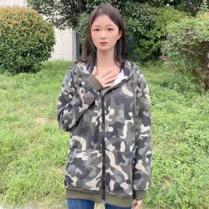 ZHELIHANGFEI Áo Thun Tay Dài Form Rộng Họa Tiết Rằn Ri Theo Phong Cách Retro Mỹ Dễ Phối Đồ