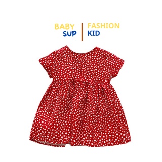 Váy đầm BABY SUP đũi mềm hoa nhí nơ lưng cho bé cân nặng 10-24kg