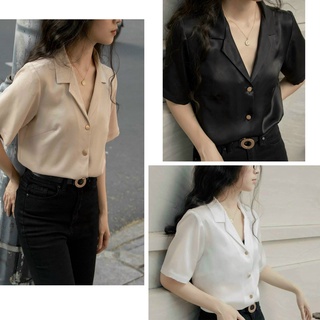 Áo sơ mi lụa cổ vest